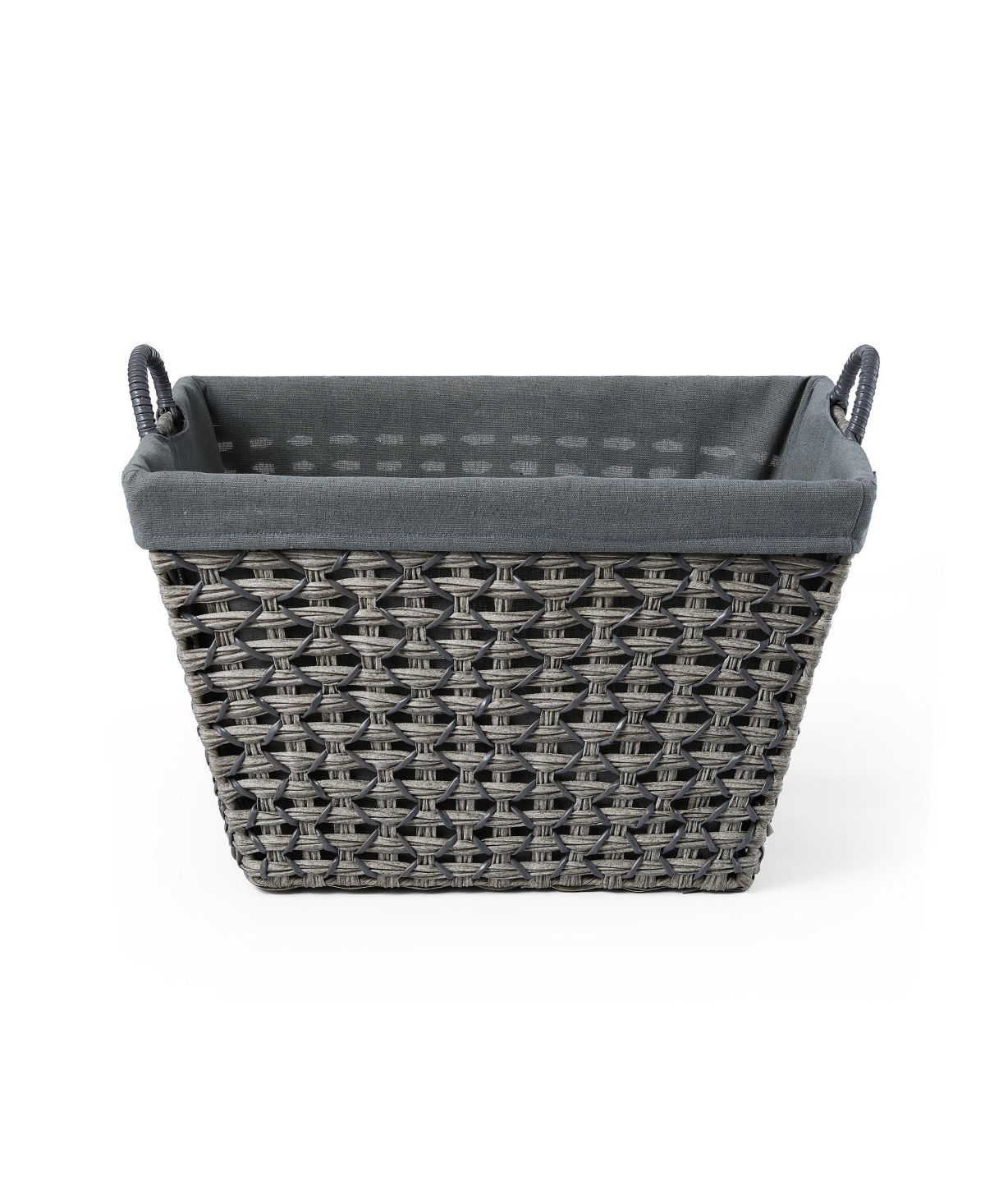 Shop Baum 3 Piece Tapered Rectangular Storage Set In Open Weave With Ear Handles And Overlap Lift-off Liner In Gray
