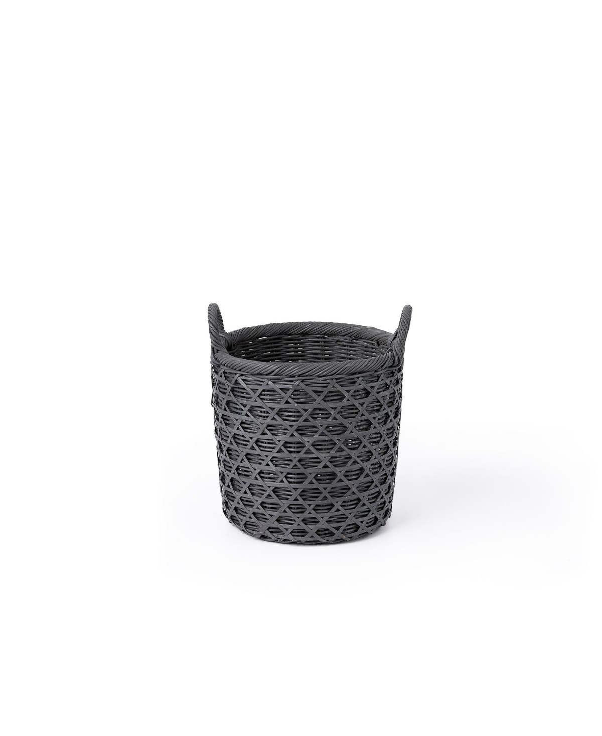 Shop Baum 3 Piece Round Rattan And Bamboo Caning Basket Set With Ear Handles In Gray