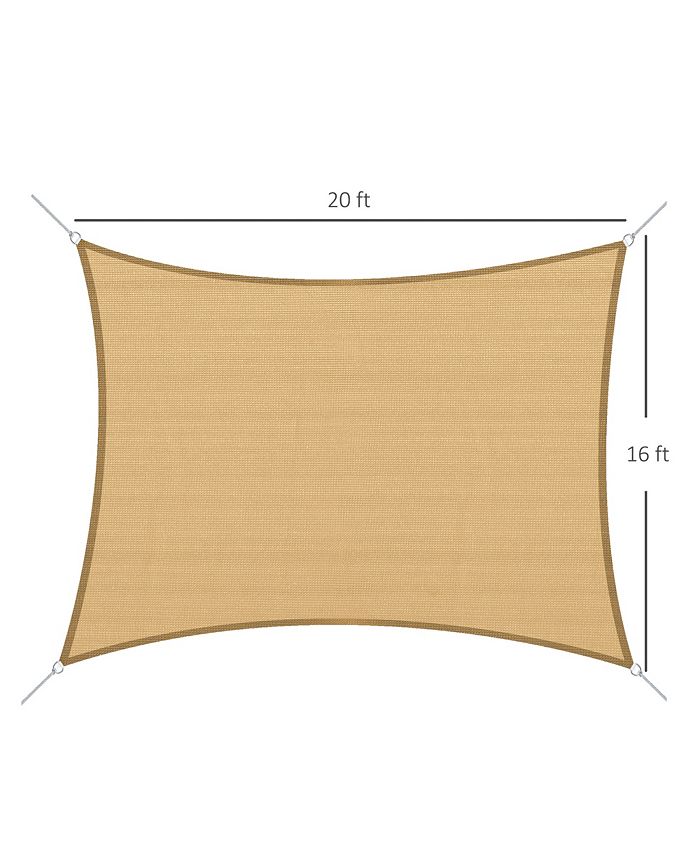 Outsunny 20' x 16' Rectangle Sun Sail Shade Canopy Shade Sail Cloth for