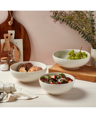 Bloom Round Embossed Bowls, Set of 3