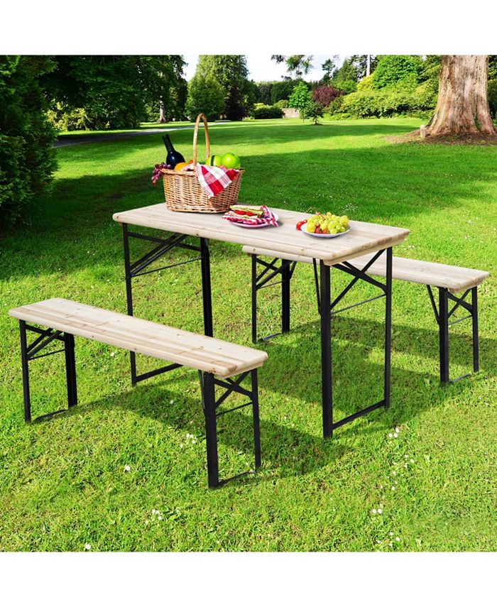Outsunny 6' Portable Picnic Table and Bench Set, Outdoor Wooden Folding