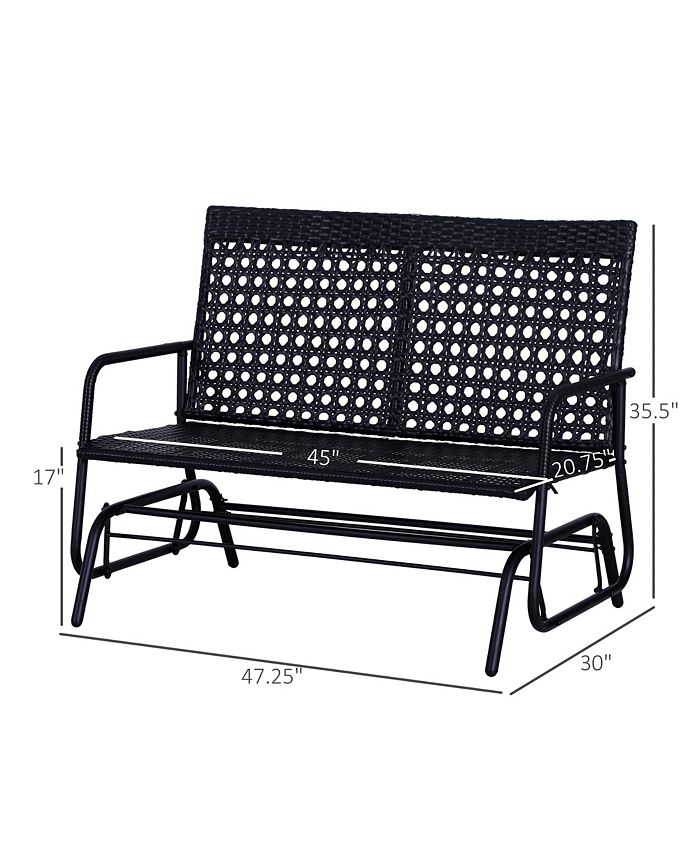 Outsunny Patio 2Person Wicker Glider Bench Rocking Chair, Outdoor All