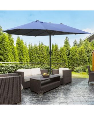 15' Backyard Double-Sided Steel Fabric Market Garden Umbrella