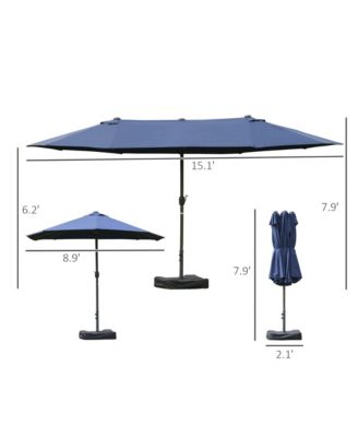 15' Backyard Double-Sided Steel Fabric Market Garden Umbrella