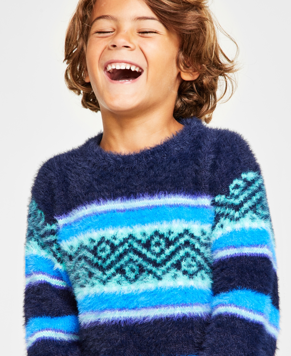 Shop Charter Club Holiday Lane Little Boys Fair Isle Crewneck Long-sleeve Sweater, Created For Macy's In Intrepid Blue Combo