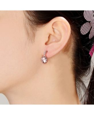 Sterling Silver Cubic Zirconia Solitaire Triple Prong Drop Earrings