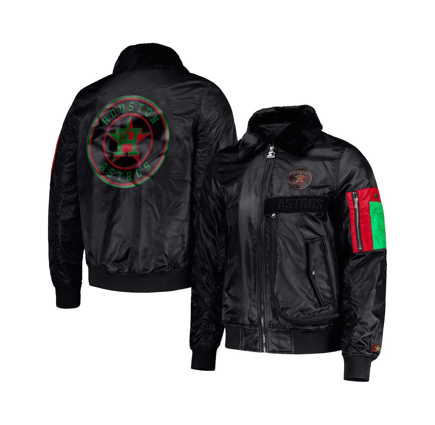 Men's x Ty Mopkins Black Houston Astros Black History Month Satin Full-Zip Jacket