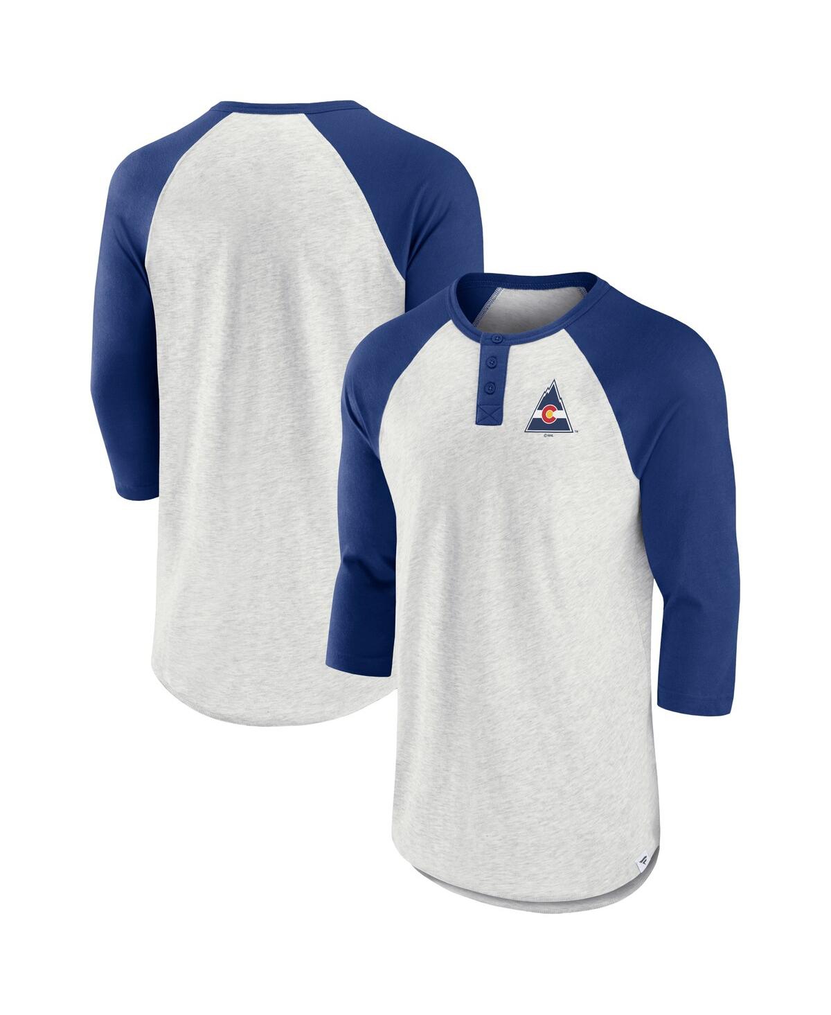 Shop Fanatics Men's  Ash, Blue Co Rockies True Classics Better Believe Raglan Henley 3/4-sleeve T-shirt In Ash,blue