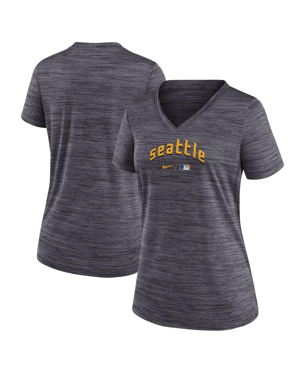 Nike Heather Charcoal Seattle Mariners 2023 City Connect Velocity Practice Performance V-neck T-shir In Heather Charcoal