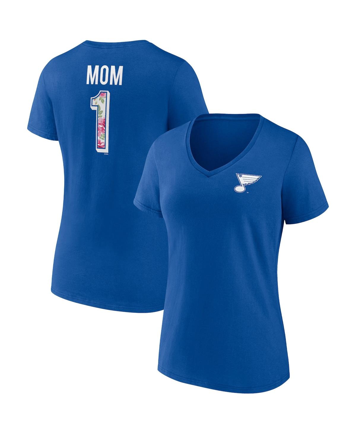 Women's FanaticsSt. Louis Blues Team Mother's Day V-Neck T-shirt - Blue