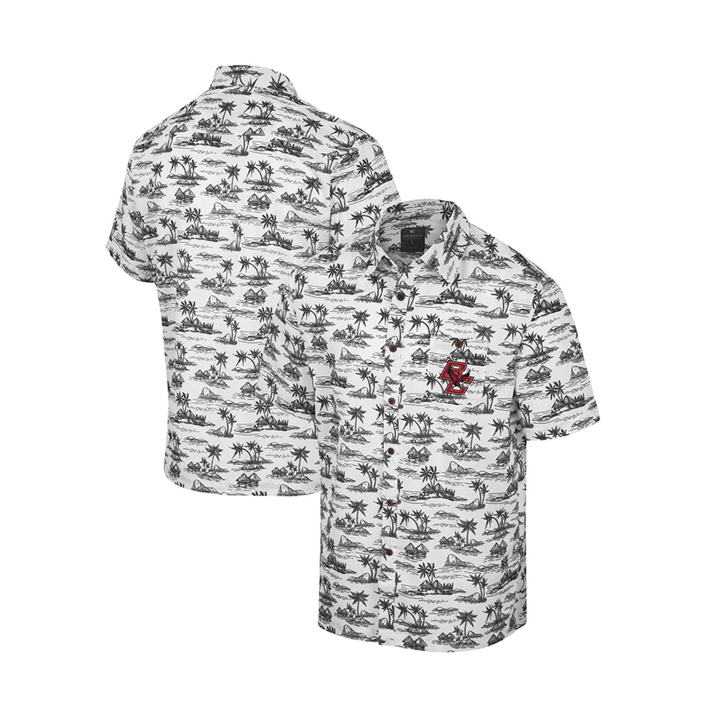Мужская рубашка Colosseum White Boston College Eagles Spontaneous is Romantic Camp Button-Up — фото 2