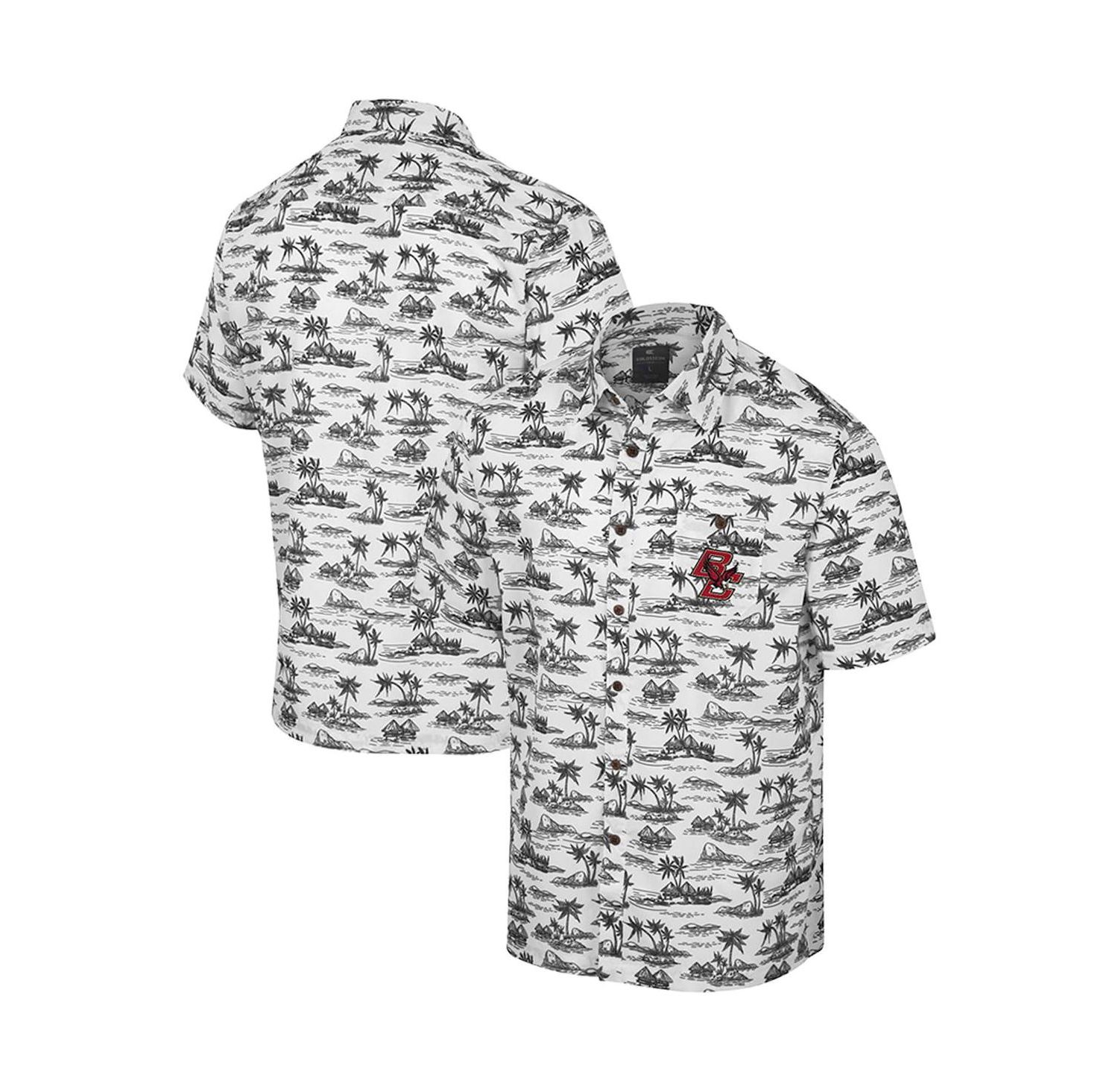 Men's White Boston College Eagles Spontaneous is Romantic Camp Button-Up Shirt