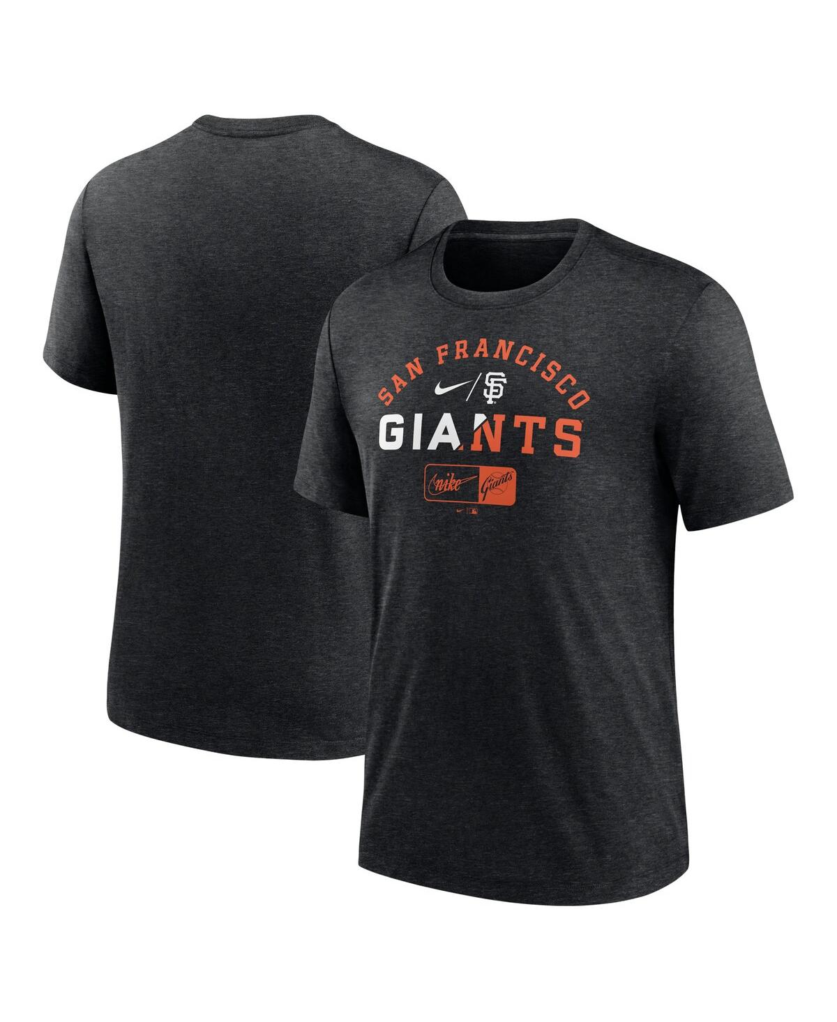 Nike Heather Black San Francisco Giants Rewind Review Slash Tri-blend T-shirt In Heather Black