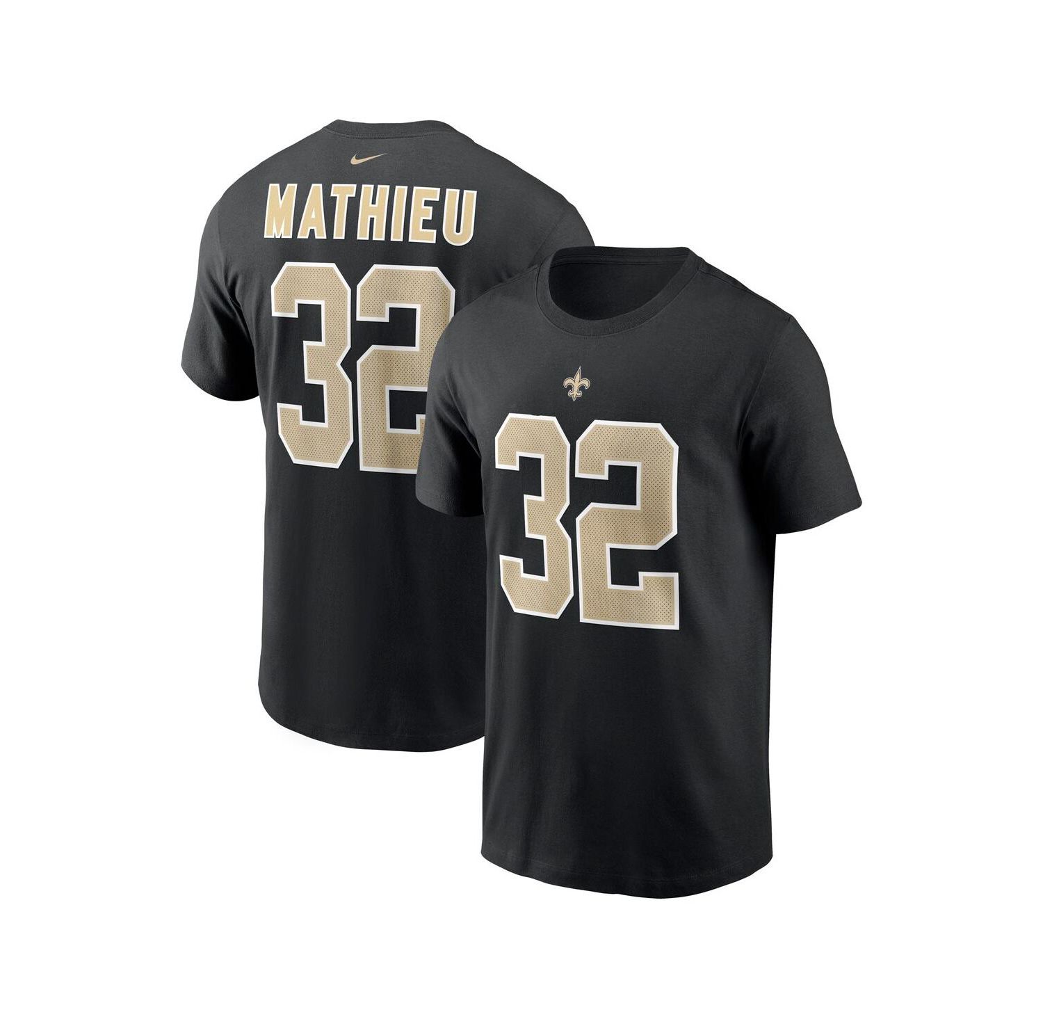 Men's Tyrann Mathieu Black New Orleans Saints Player Name and Number T-shirt