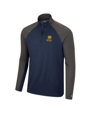 Men's Navy, Charcoal Notre Dame Fighting Irish Two Yutes Raglan Quarter-Zip Windshirt