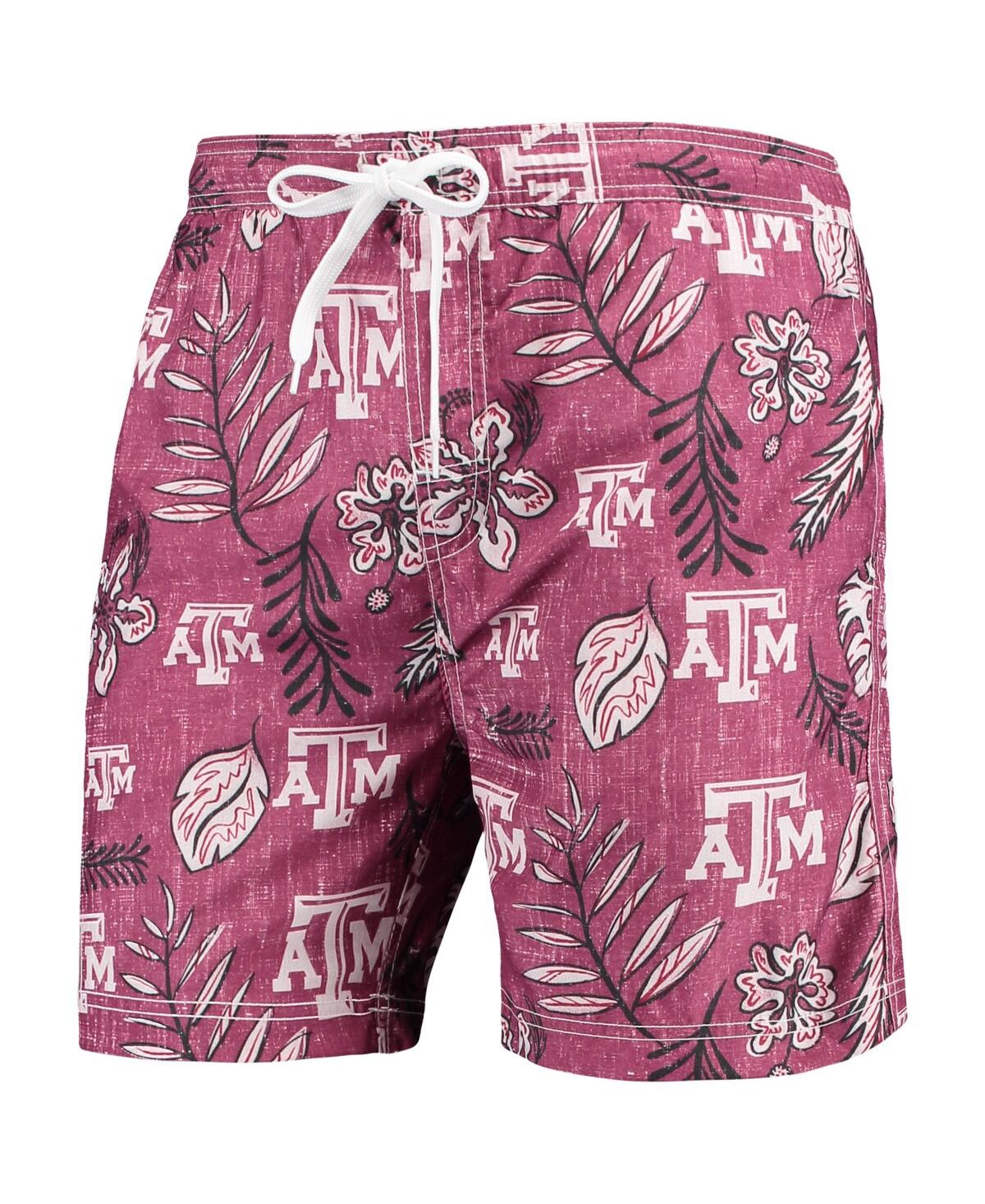 Wes & Willy Men's Maroon Mississippi State Bulldogs Floral Volley Logo Swim Trunks In Maroon