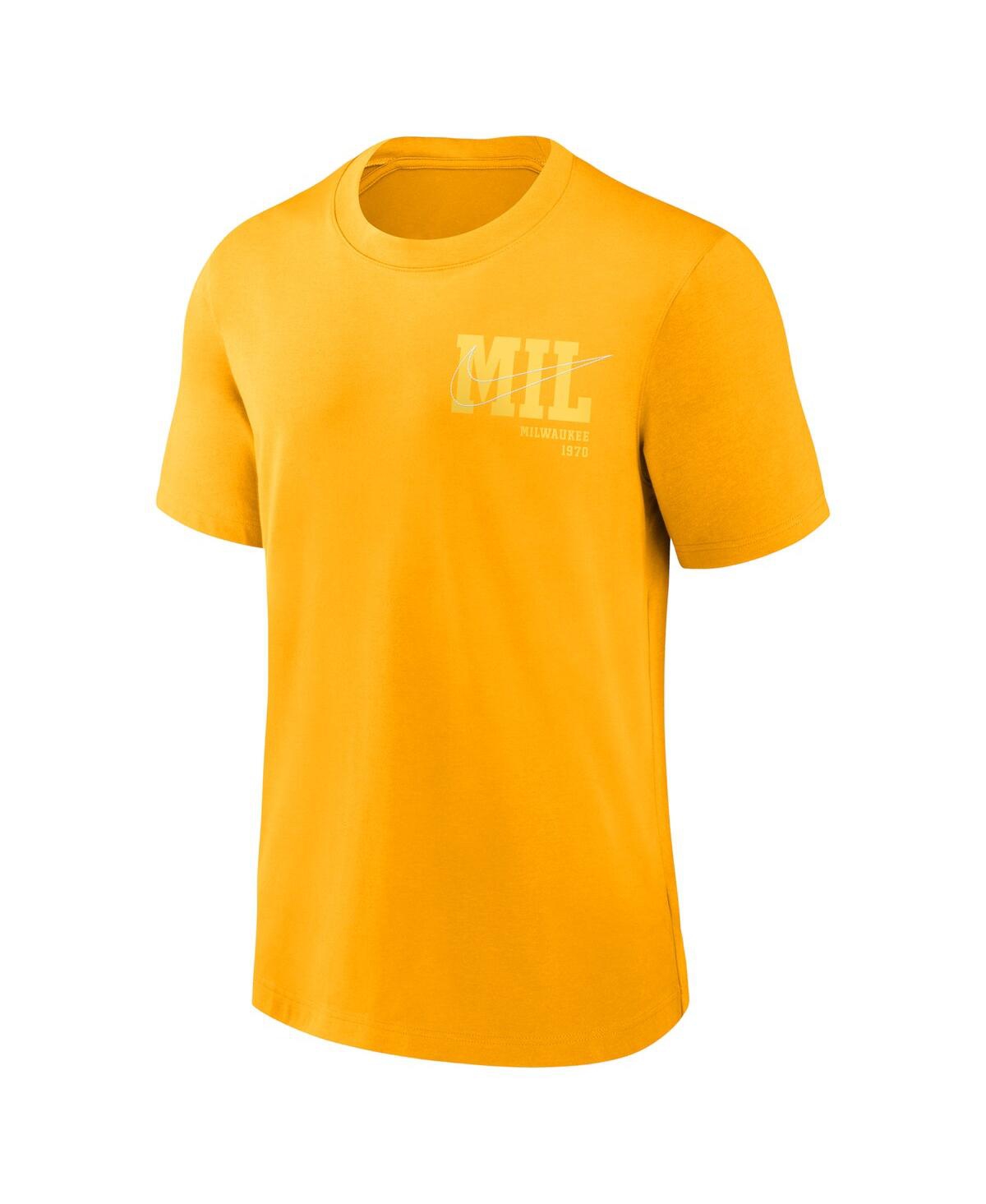 Shop Nike Men's  Gold Milwaukee Brewers Statement Game Over T-shirt