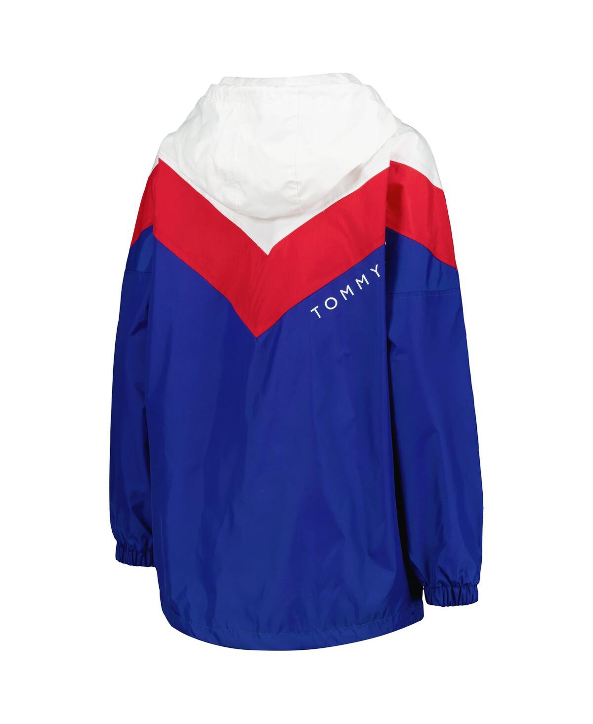 Shop Tommy Hilfiger Women's  White, Red Buffalo Bills Staci Half-zip Hoodie Windbreaker Jacket In White,red