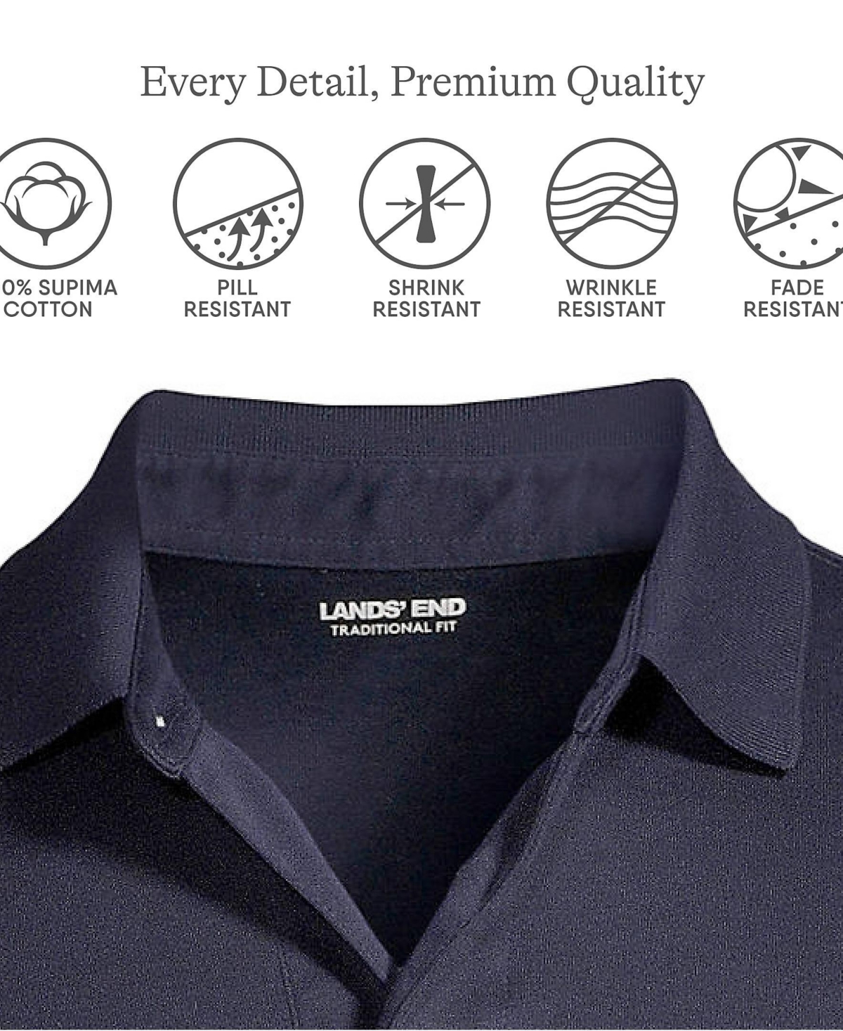 Lands' End Big & Tall Long Sleeve Cotton Supima Polo Shirt