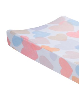 Rainbow Hearts Pink/Purple Baby/Infant Changing Pad Cover