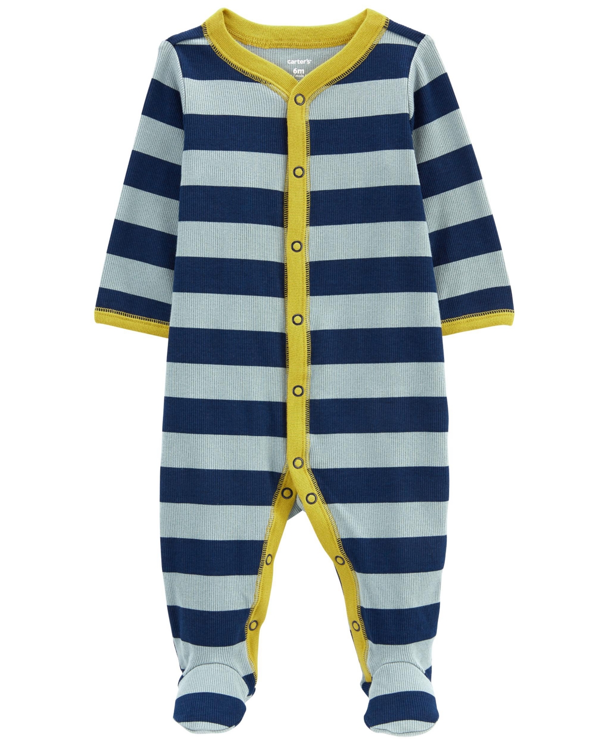 Carter's Baby Boys Striped Snap Up Cotton Sleep And Play In Blue