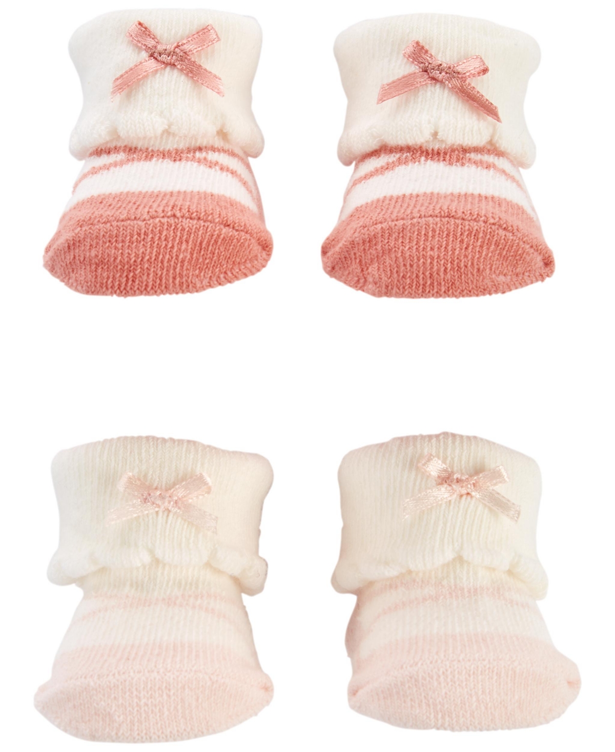 Carter's Baby Girls Folded Cuff Sock Booties, Pack Of 2 In Pink
