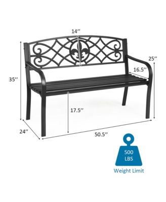 Patio Garden Bench Park Yard Outdoor Furniture Steel Slats Porch Chair Seat