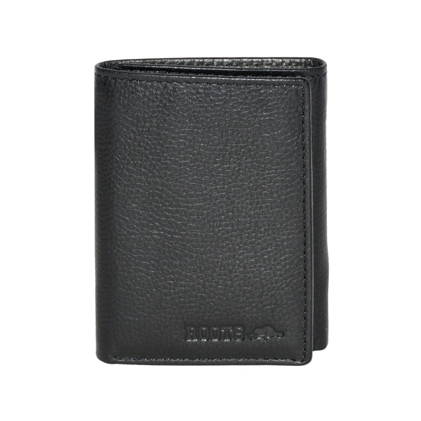 Мужской кошелёк Roots Men Leather Trifold Wallet, цвет: Чёрный — фото 1