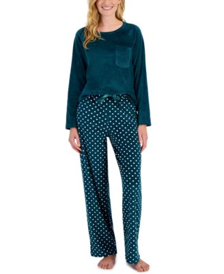 Charter Club - Women's 2-Pc. Printed Velour Pajamas Set