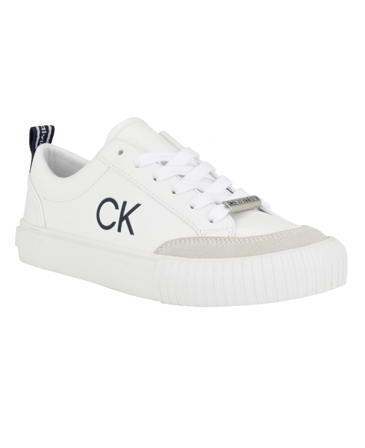 Calvin Klein Women's Lariss Round Toe Lace-up Casual Sneakers In White Multi - Manmade And Suede