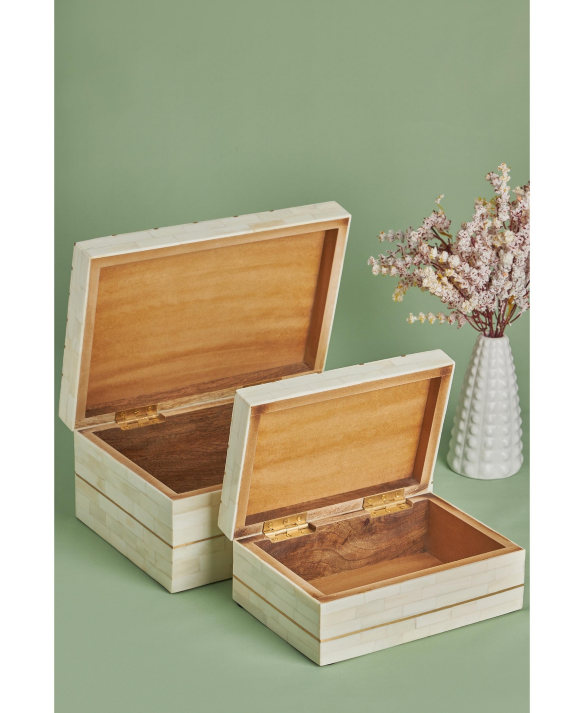 Gauri Kohli Monaco Ivory Decorative Boxes, Set of 2