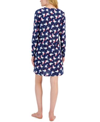 Women's Cotton Long-Sleeved Printed Sleepshirt