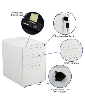 Ergonomic 3-Drawer Mobile Locking Filing Cabinet Storage Organizer