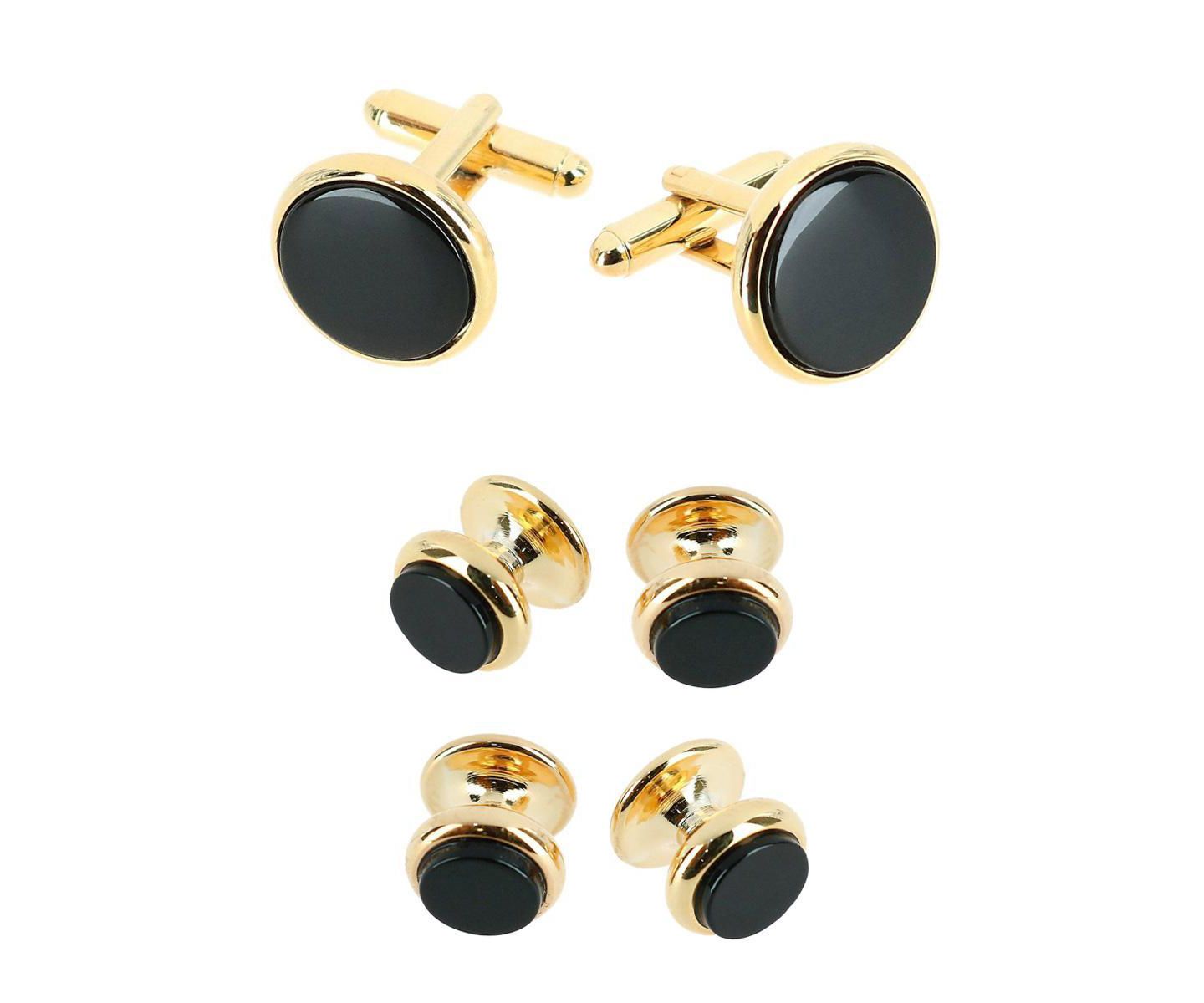 Мужские аксессуары Trafalgar Sutton Genuine Onyx Formal Set (Cufflinks and Tuxedo Studs), цвет: 24 Золотой / Чёрный — фото 1