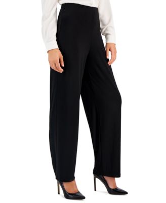 Petite Solid Wide-Leg Pull-On Knit Pants, Petite & Petite Short