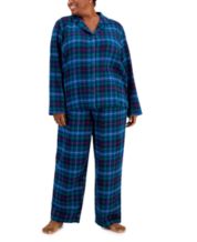 Macys Family Plus PJs Womens Brinkley Plaid Flannel Pajama Set Size XXL for  sale online