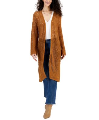 Hooked Up by IOT - Juniors' Pointelle Bell-Sleeve Duster