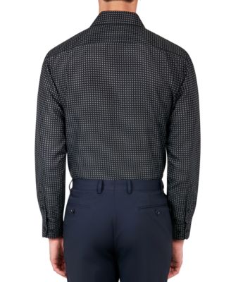 50 Calabrum Men Black Modern Performance Wrinkle-Free Dress Shirt Size 14-14.5