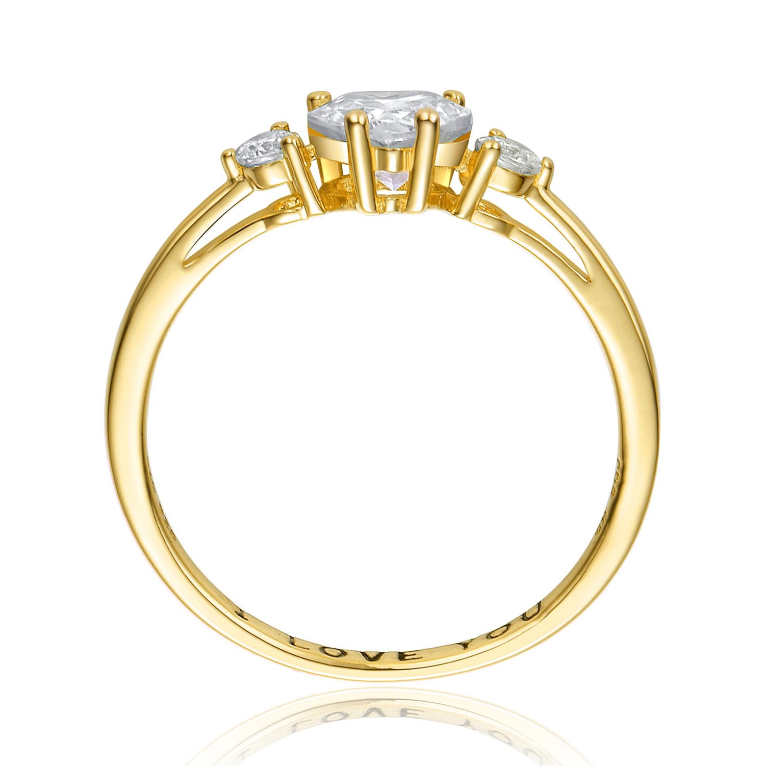 Dainty Sterling Silver CZ Three-Stone "I Love You" Slim Band Ring