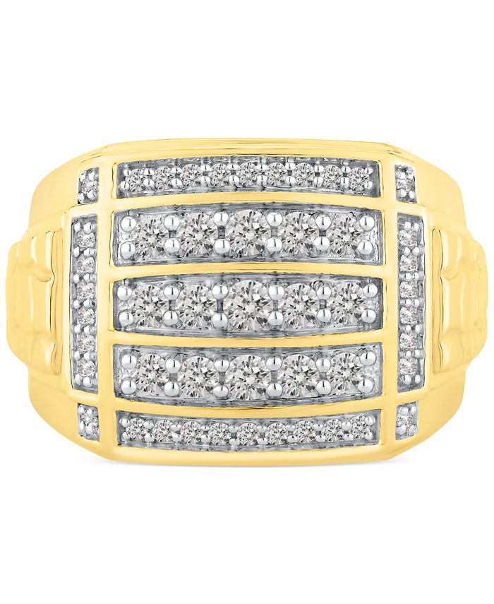 Macy's Men's Diamond Cluster Ring (1 ct. t.w.) in 10k Gold - Macy's