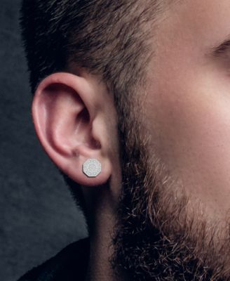 Men's Diamond Octagon Cluster Stud Earrings (1/4 ct. t.w.) in 10k Gold