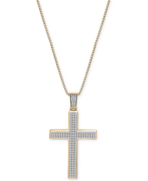 Украшения Macy's Men's Diamond Cross 22" Pendant Necklace (1 ct. t.w.)