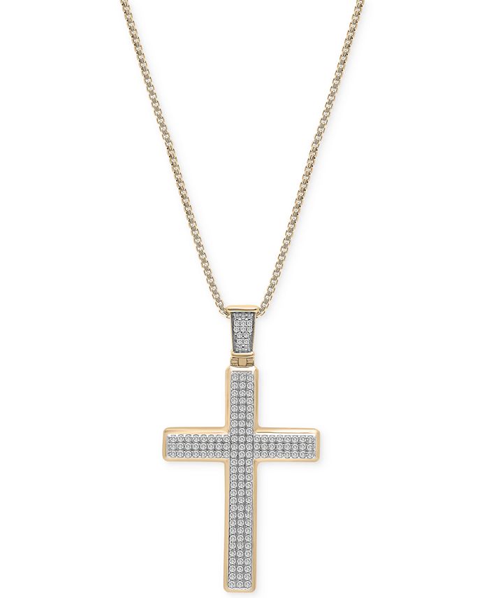 Macy's Men's Diamond Cross 22" Pendant Necklace (1 ct. t.w.)