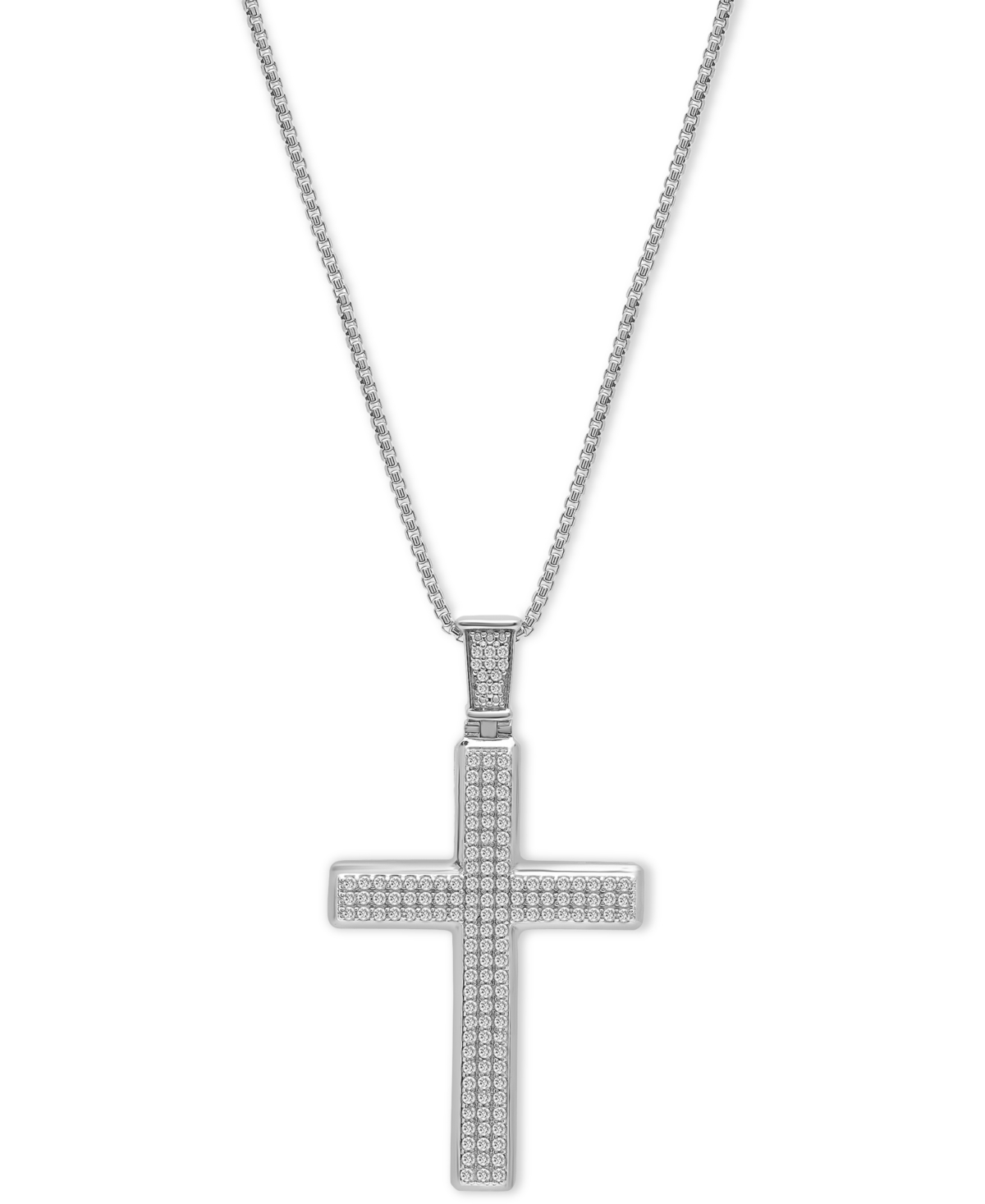 Men's Diamond Cross 22" Pendant Necklace (1 ct. t.w.) - Silver
