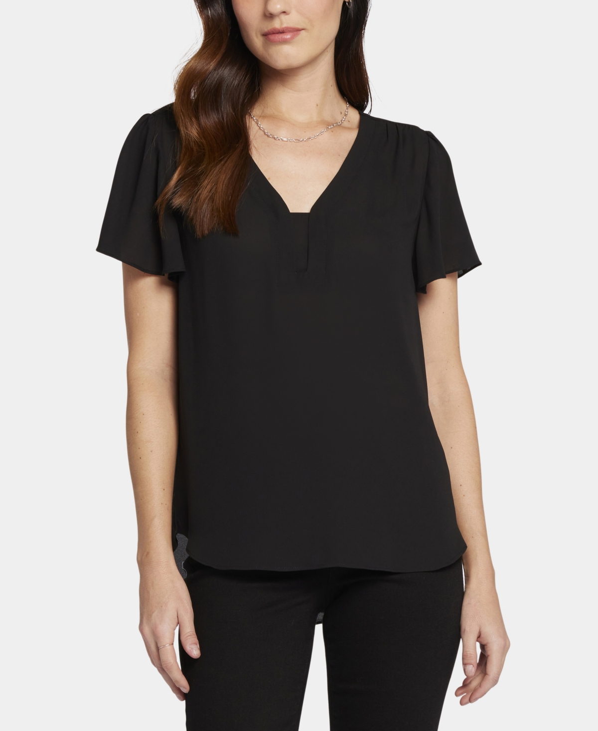 Shop Nydj Women's Flounce Sleeve Blouse In Black