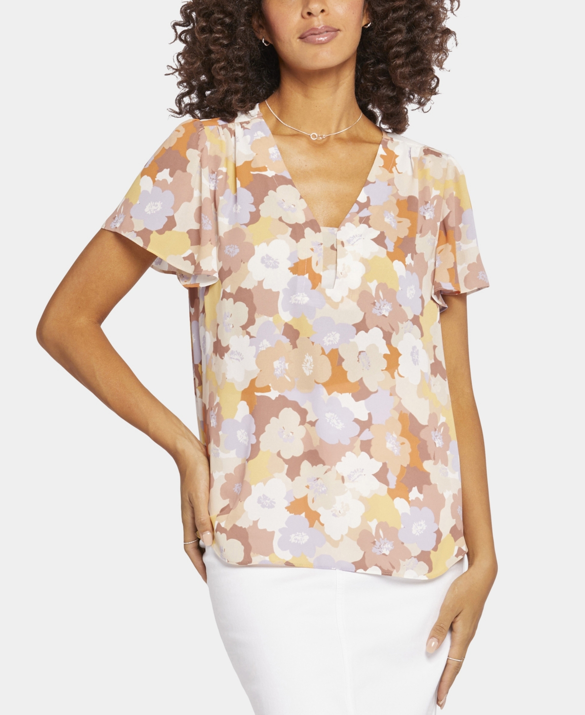 Nydj Flutter Sleeve Blouse In Sunset Grove