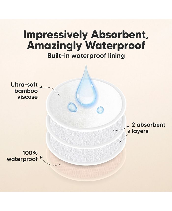 KeaBabies 8pk Organic Nursing Pads, Washable Breast Pads + Wash Bag