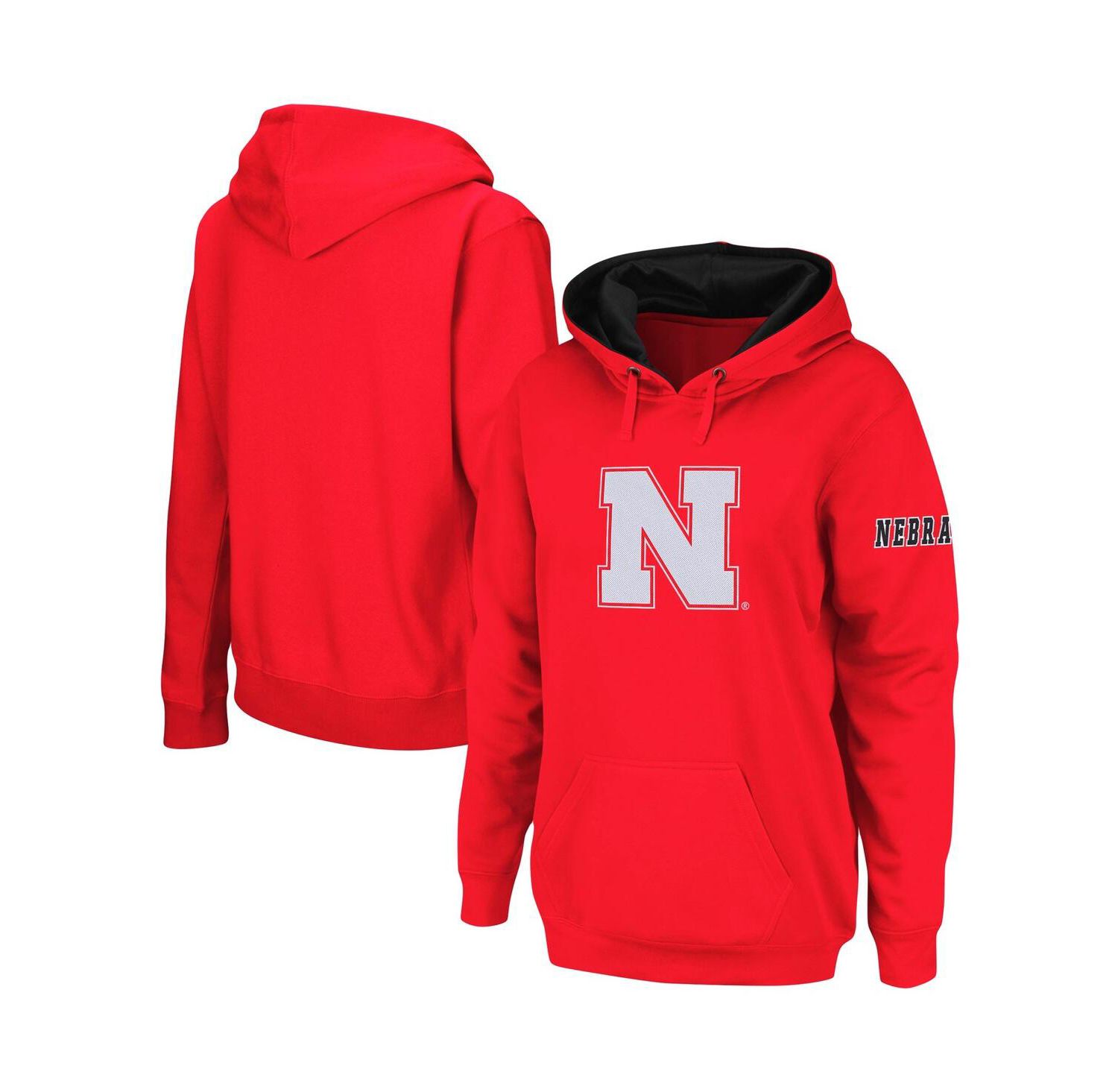 Women's Scarlet Nebraska Huskers Team Big Logo Pullover Hoodie