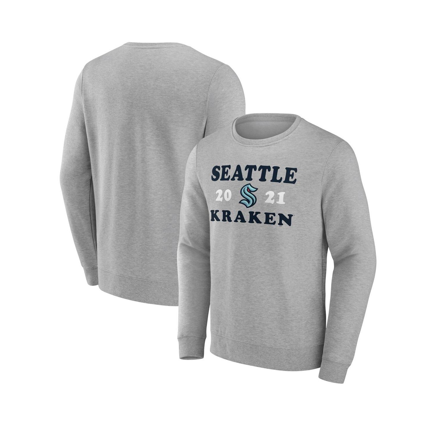 Men's Heather Charcoal Seattle Kraken Fierce Competitor Pullover Sweatshirt