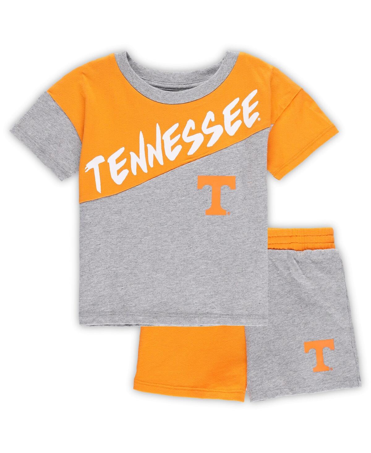 Outerstuff Babies' Toddler Boys Heather Gray Tennessee Volunteers Super Star T-shirt And Shorts Set